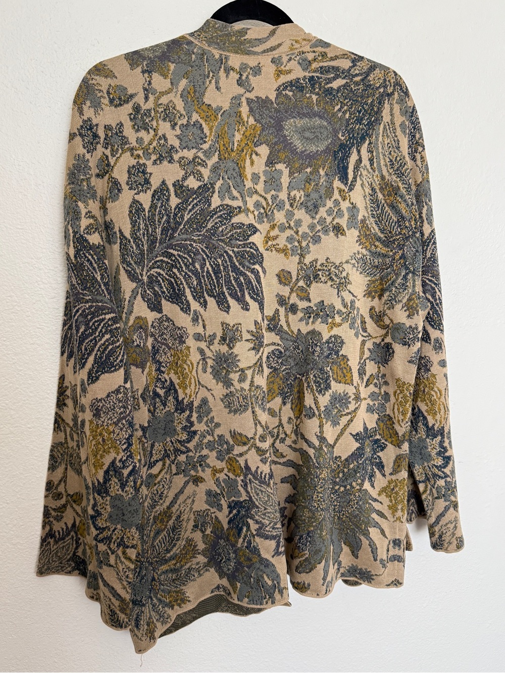 Peruvian Connection Pima Cotton Floral Jacquard Tapestry Cardigan L - Picture 2 of 10